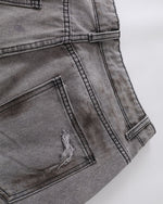 破洞水洗直筒牛仔褲