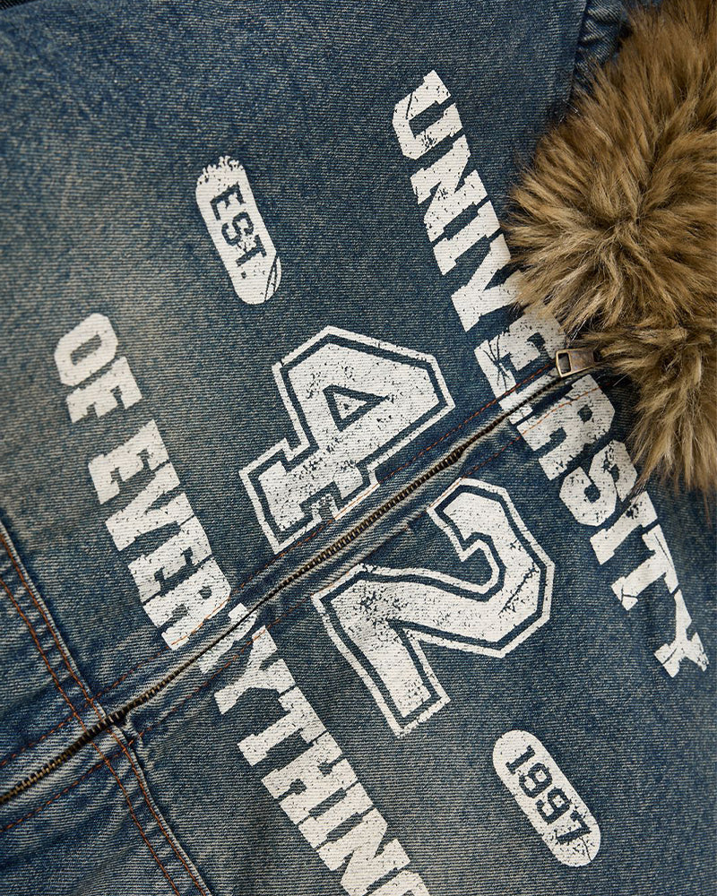 Distressed and thick denim jacket