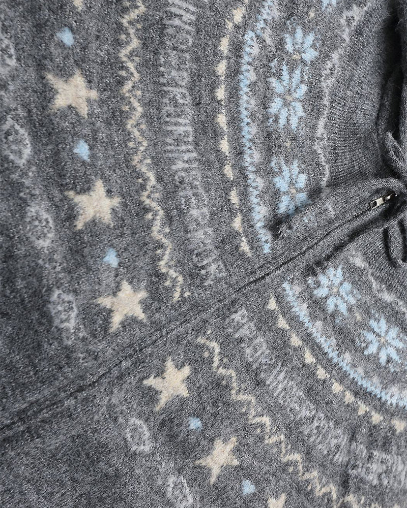 Star jacquard hooded cardigan