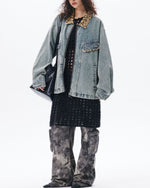 Vintage leopard print denim jacket