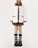 Retro contrast color simple cotton jacket