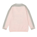 復古撞色長袖針織衫