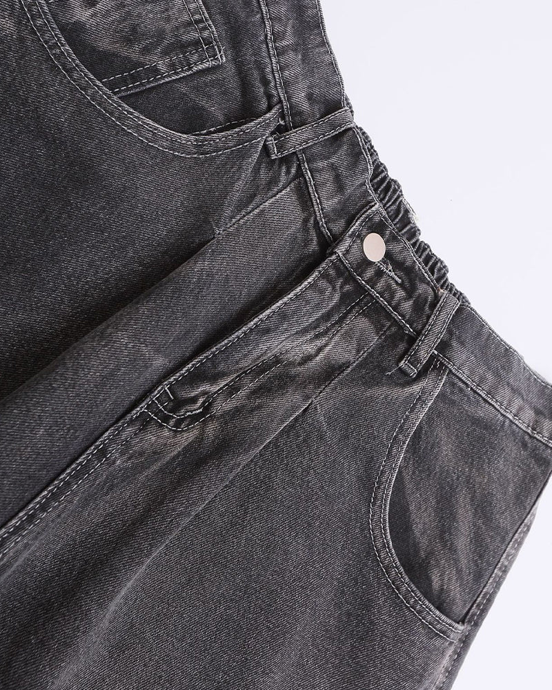 Vintage washed denim shorts