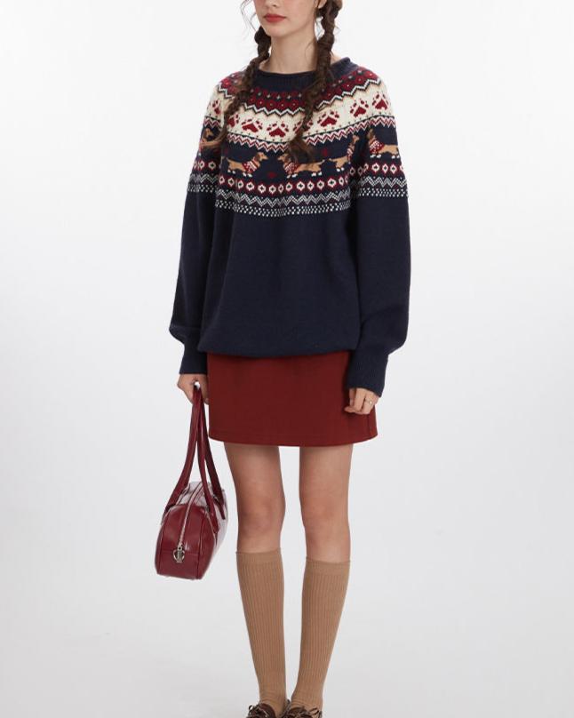 Retro contrast sweater