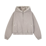 모피 트리밍 후드 코튼 패딩 재킷