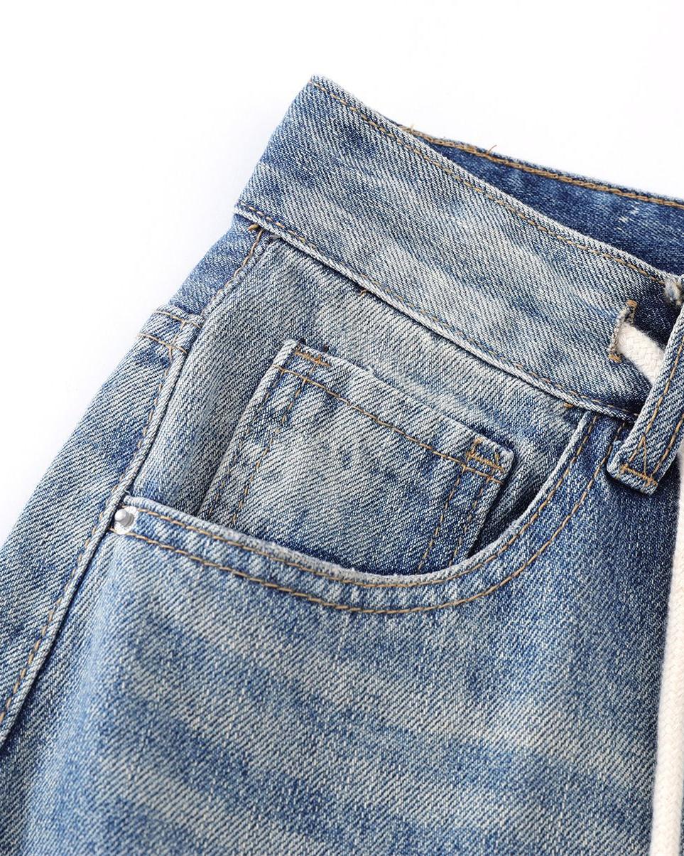 Vintage washed denim trousers