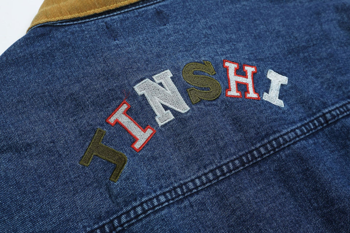 Vintage washed denim lapel jacket