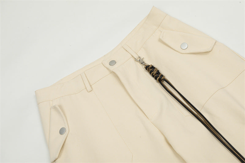 American style high waist retro cargo trousers