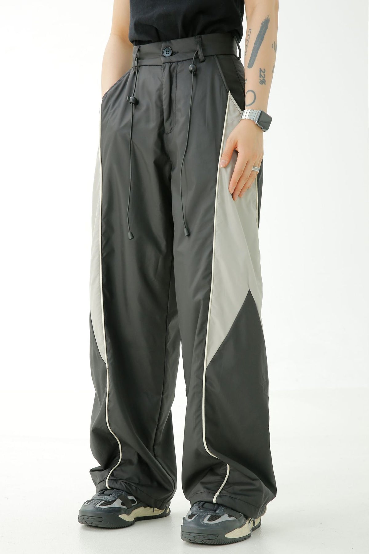 American retro patchwork casual trousers 