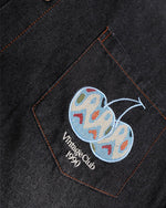 Paneled embroidered denim shirt