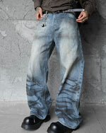 distressed wide-leg jeans
