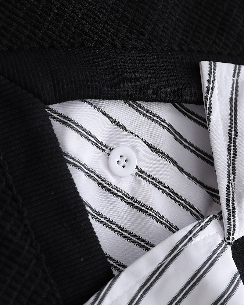 Fake two-piece polo sweatshirt