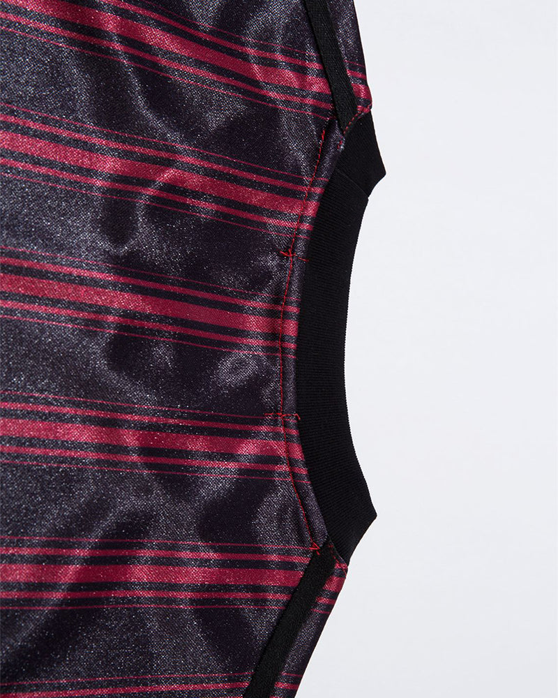 Vertical stripe print short sleeves