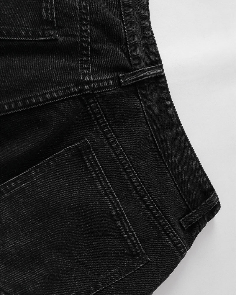 Contrast denim shorts