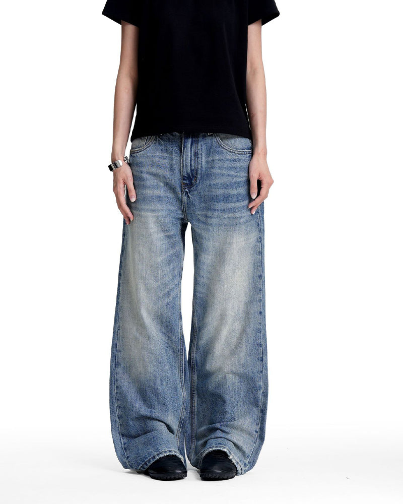 Retro washed denim jeans