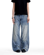 Retro washed denim jeans