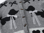 Retro cute bow cardigan sweater