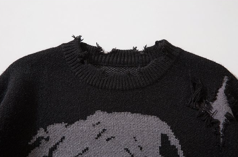 skull crew neck sweater