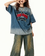 스타 레터 데님 반팔