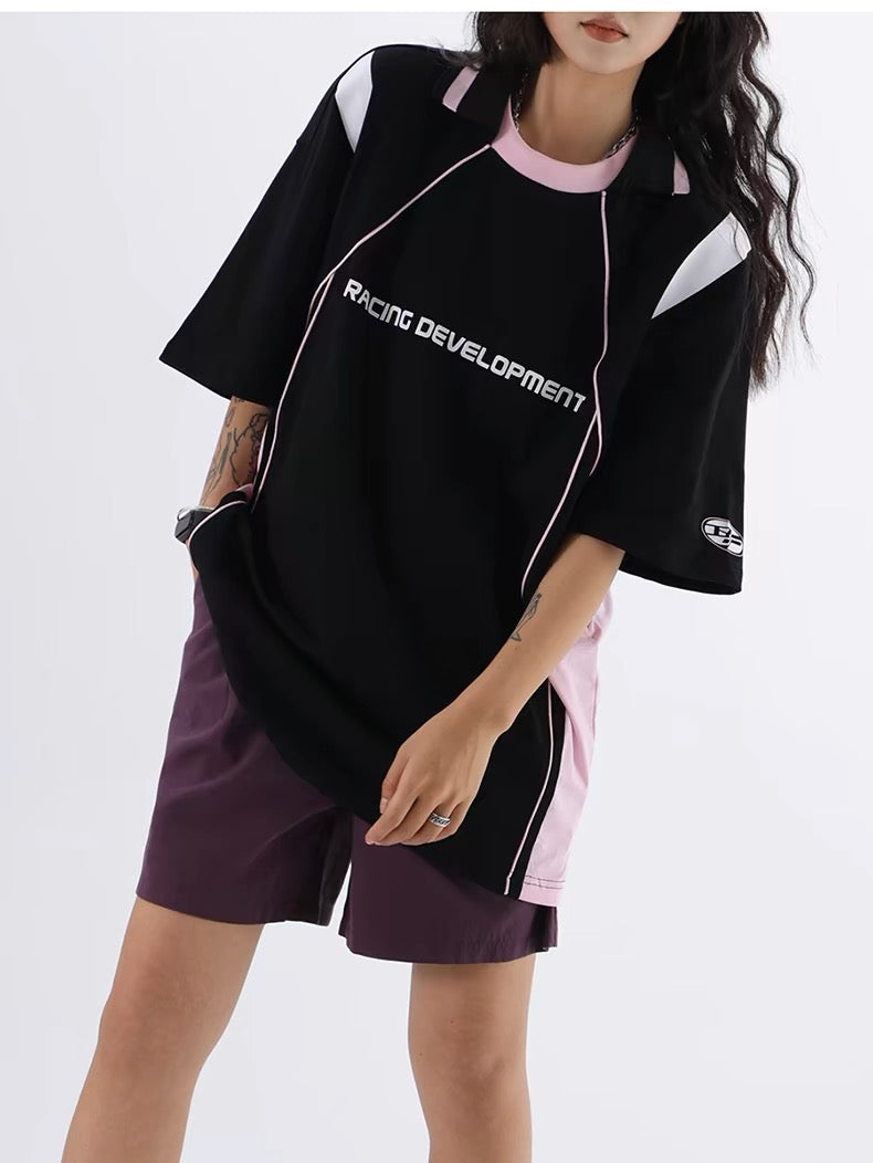 Retro contrast polo short sleeves