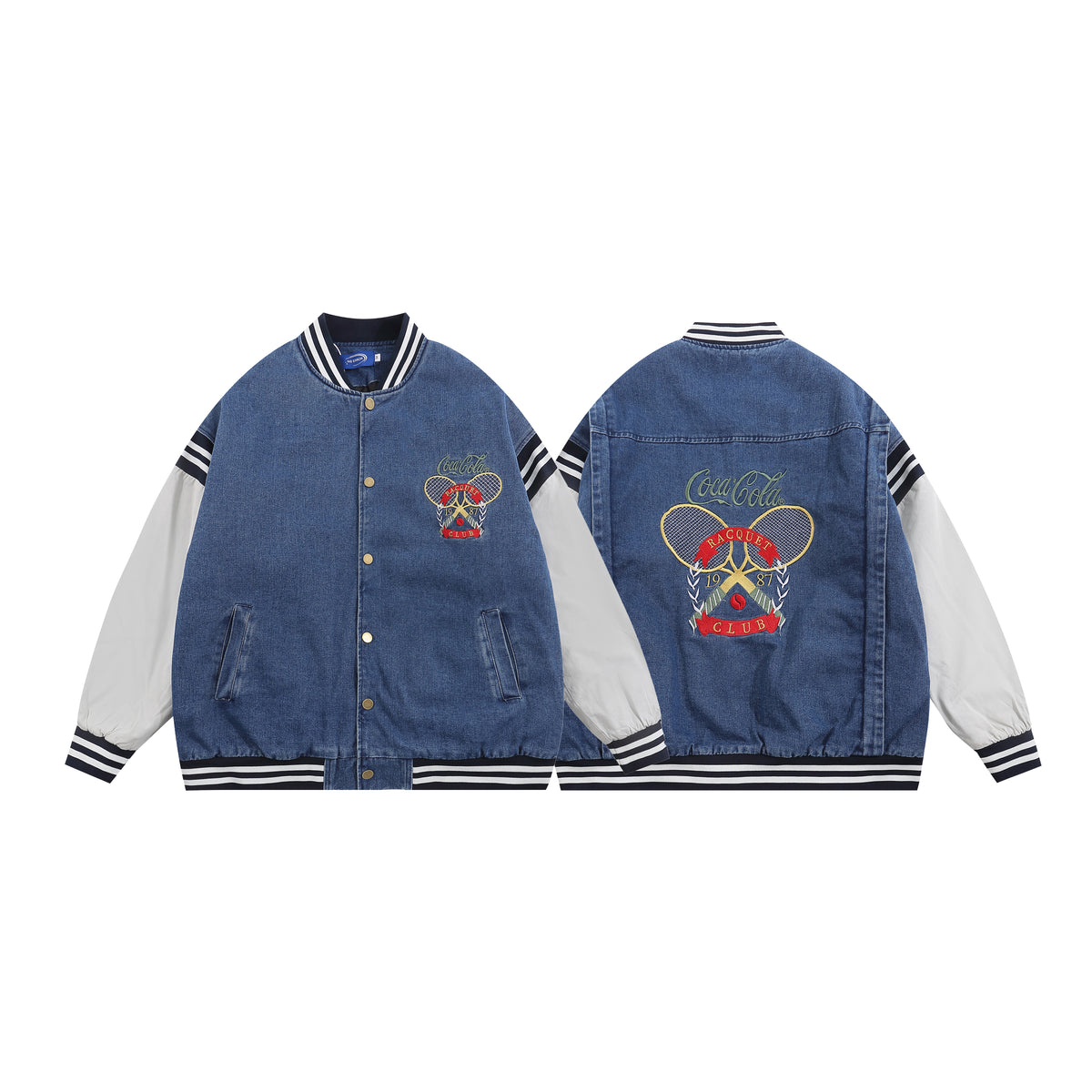 American retro denim quilted jacket