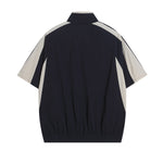 American retro patchwork sports short-sleeved jacket