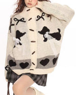 Retro cute bow cardigan sweater