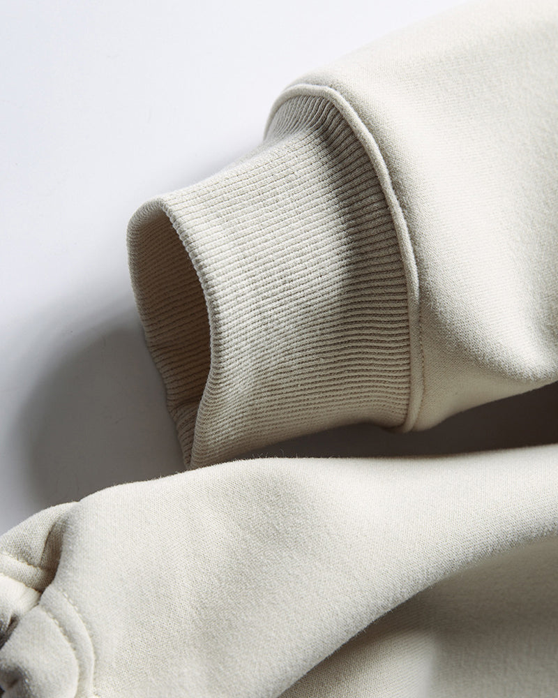 Fleece-lined crew neck pullover sweatshirt