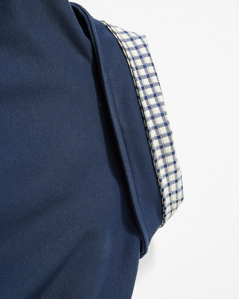 Retro collared faux two-piece sweatshirt