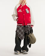 Retro patchwork baseball jacket