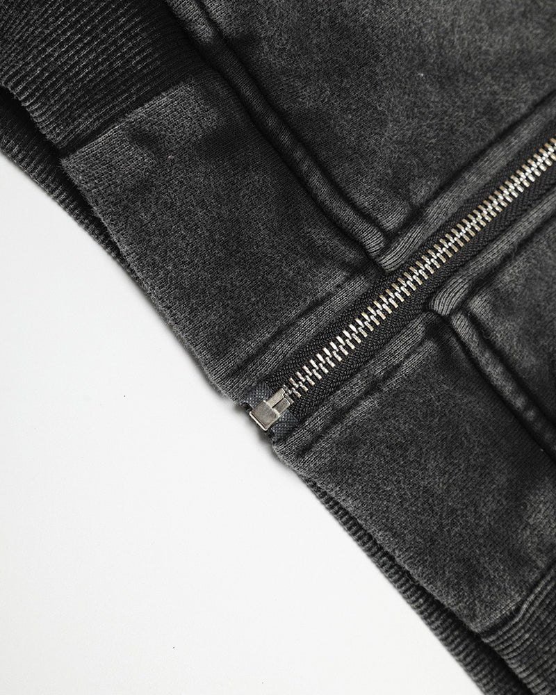 워시드 블랙 디스트레스드 커플 재킷