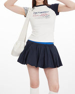 레트로 콘트라스트 프린트 반소매