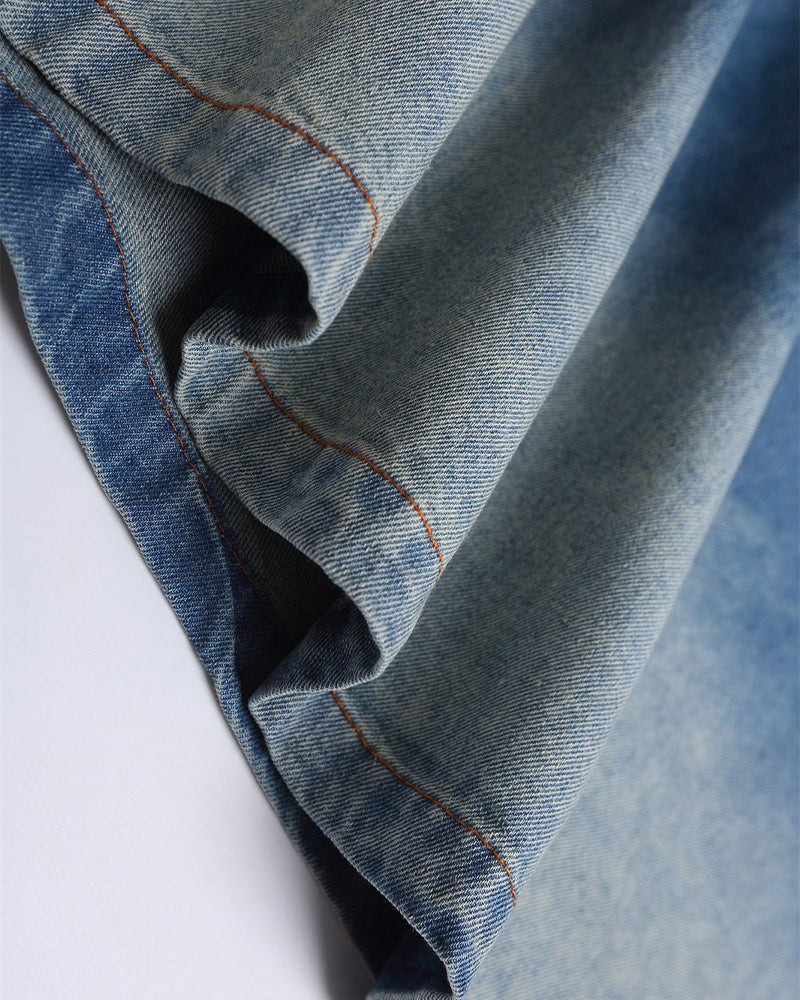 Star Letter Denim Short Sleeve