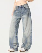 Distressed straight-leg casual trousers