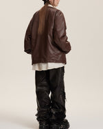 Retro motorcycle leather jacket