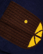 컬러블록 꽃 자수 스웨터