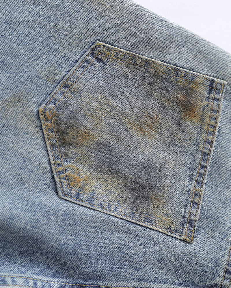 Distressed ripped jeans