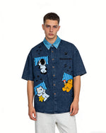 卡通刺綉短袖襯衫