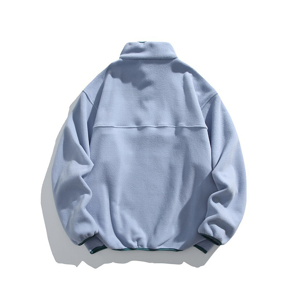 Casual stand-up collar fleece-lined sweatshirt