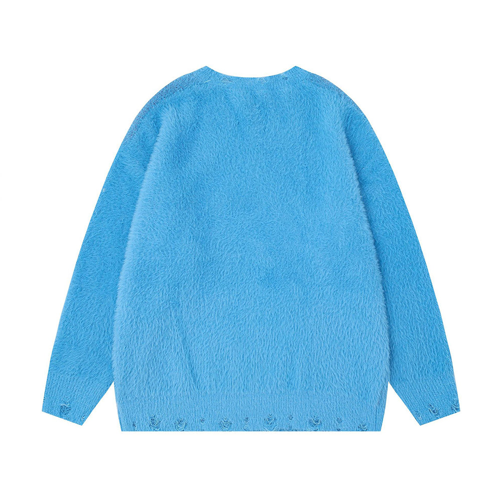 Retro red little house knitwear