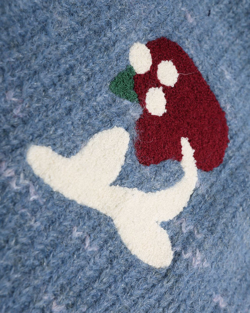 레트로 버섯 후드 스웨터