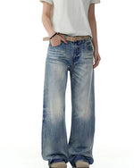 Washed distressed gradient trousers