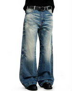 做舊休閑直筒褲