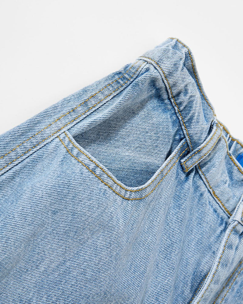 復古趣味刺綉牛仔褲