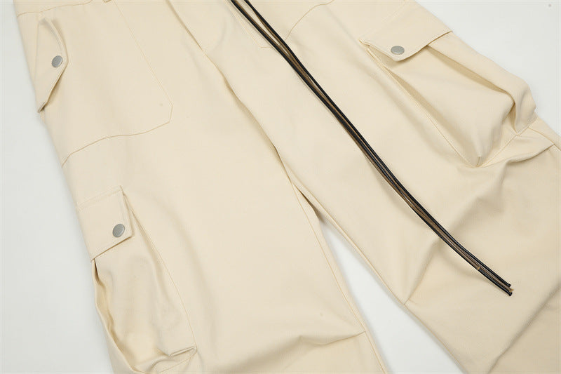 American style high waist retro cargo trousers