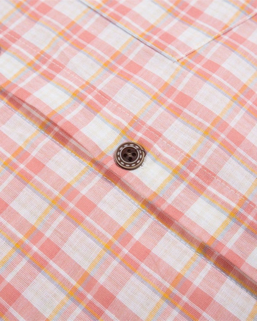 Plaid embroidered short-sleeved shirt