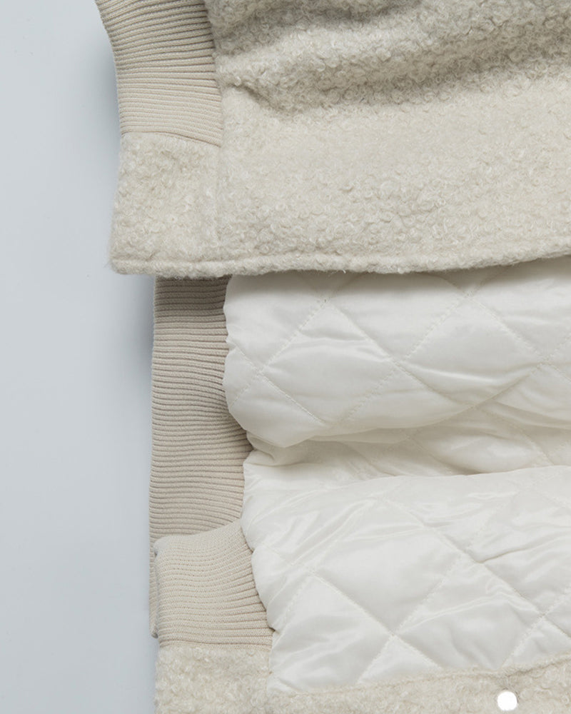 울 플리스 후드 코튼 코트