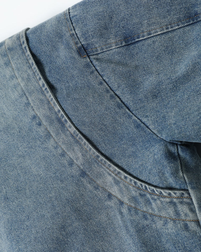 Patchwork cotton-padded denim jacket