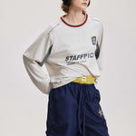 Retro patchwork round neck long sleeves