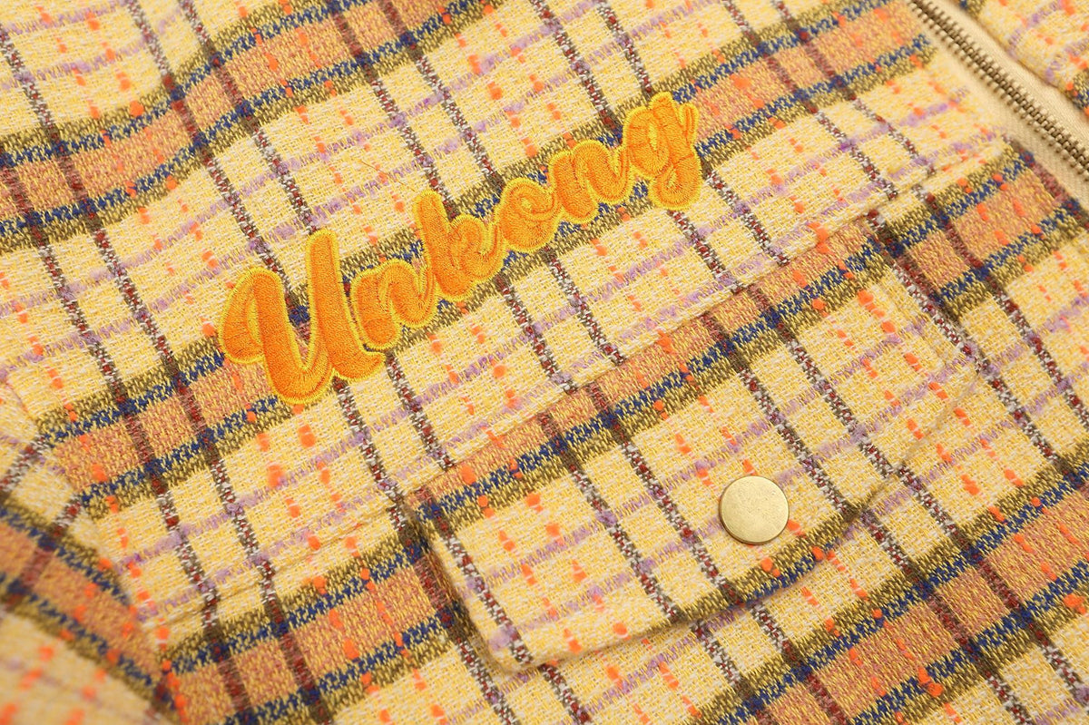 Retro fun cartoon plaid jacket